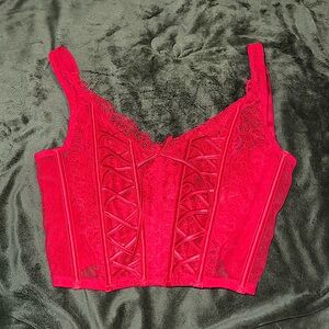 Victoria Secret Red Lace Corset Bralette Top